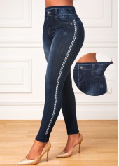 Black Elastic Waist High Waisted Ankle Length Leggings