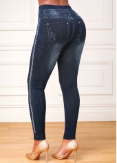 Black Elastic Waist High Waisted Ankle Length Leggings