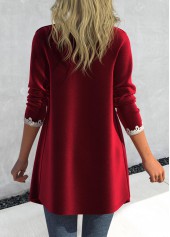 Long Sleeve Velvet Wine Red Coat