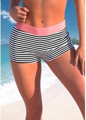 Mid Waisted Pink Striped Swim Shorts