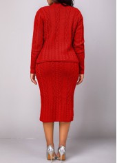 Red Button Long Sleeve Top and Skirt
