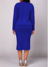 Dark Blue Button Long Sleeve Top and Skirt