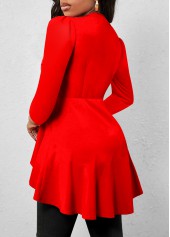 Twist V Neck Red Long Sleeve T Shirt