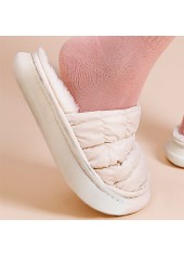 Checkered Design Beige Round Toe Falt Slippers