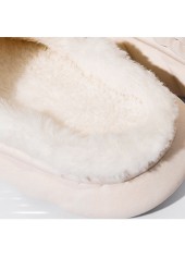 Checkered Design Beige Round Toe Falt Slippers