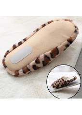 Light Camel Round Toe Falt Leopard Slippers