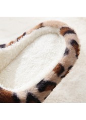 Light Camel Round Toe Falt Leopard Slippers