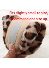 Light Camel Round Toe Falt Leopard Slippers