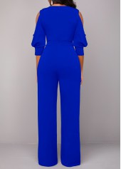 Royal Blue Sequin V Neck Jumpsuit