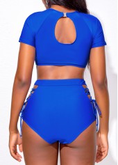Lace Up Cut Out Royal Blue Bikini Set