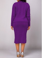 Violet Button Long Sleeve Top and Skirt
