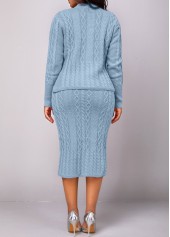 Dusty Blue Button Long Sleeve Top and Skirt