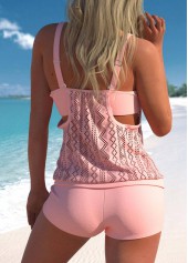 Criss Cross Lace Light Pink Tankini Top-No Bottom