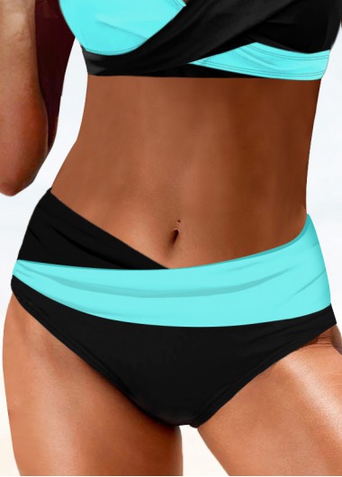 Stretch Mid Waisted Black Bikini Bottom