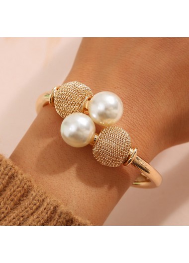 Pearl Metal Gold Detail Open Bracelet product