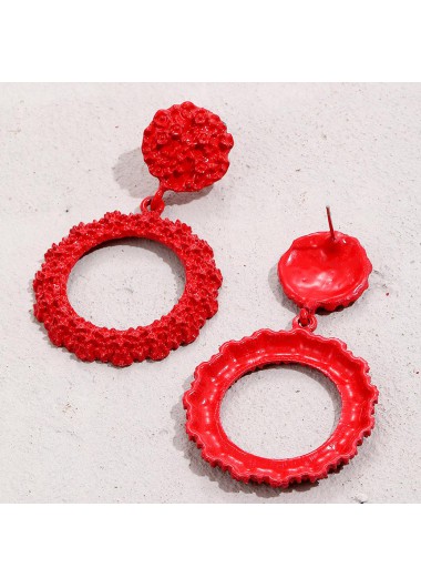 1 Pair Red Alloy Round Earrings
