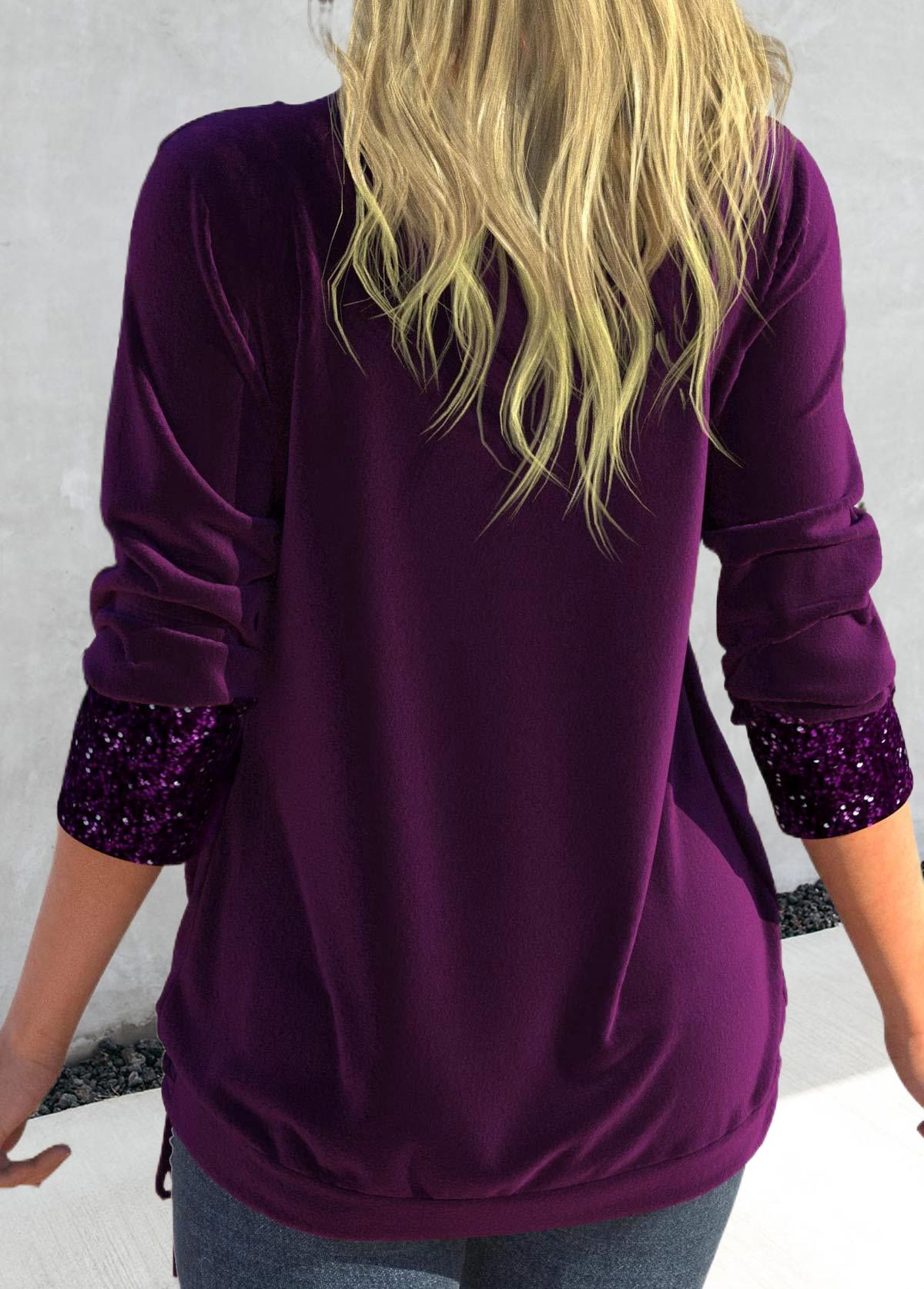 Plus Size Purple Long Sleeve T Shirt