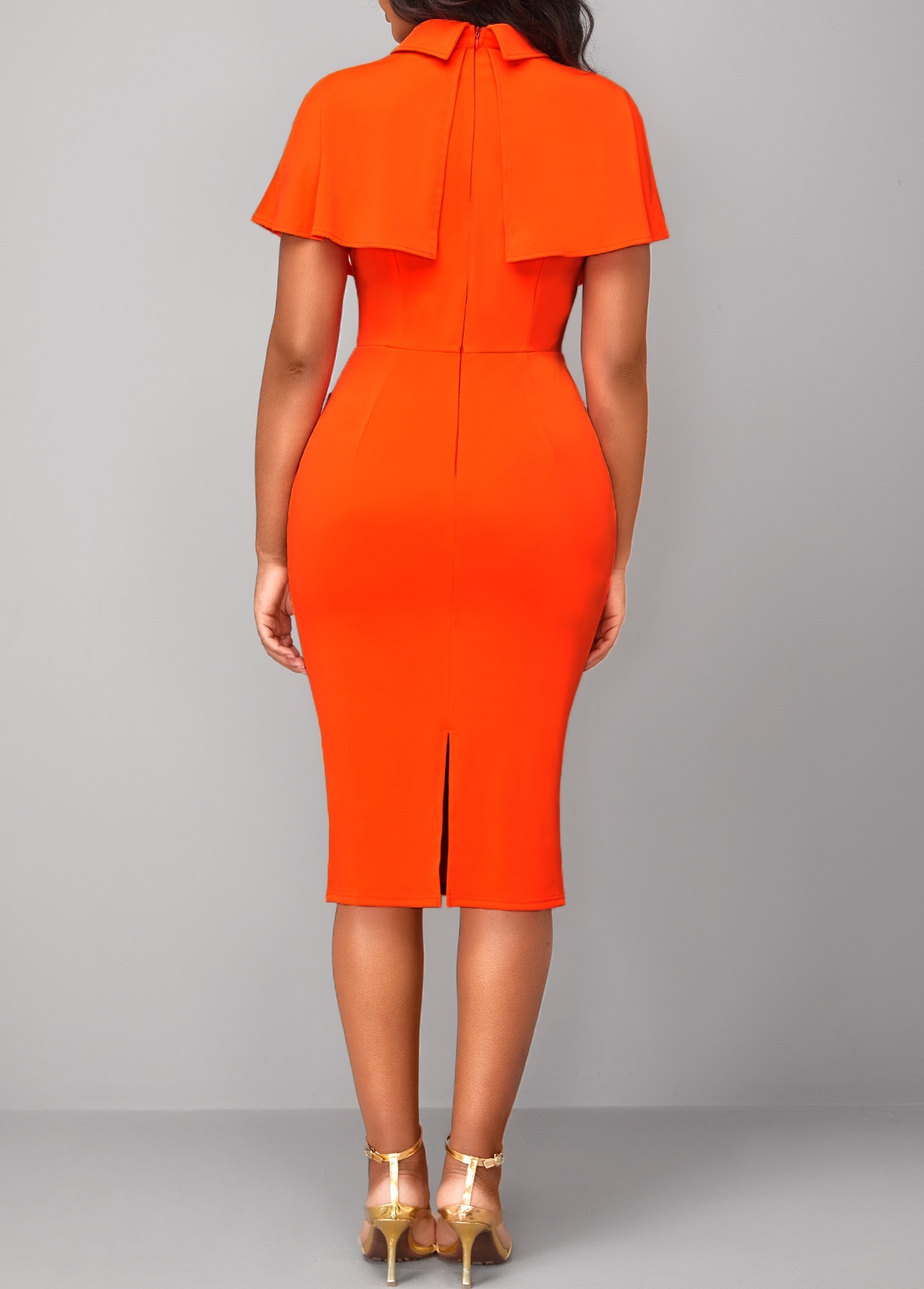 Orange Cut Out Polo Collar Bodycon Dress