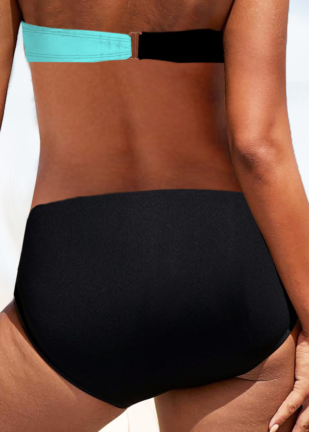 Stretch Mid Waisted Black Bikini Bottom