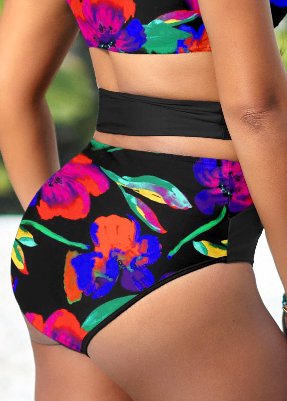 Floral Print Patchwork Multi Color Bikini Set