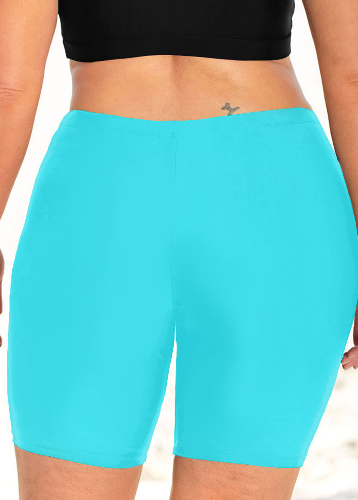 High Waisted Stretch Cyan Swim Shorts USD 17.98