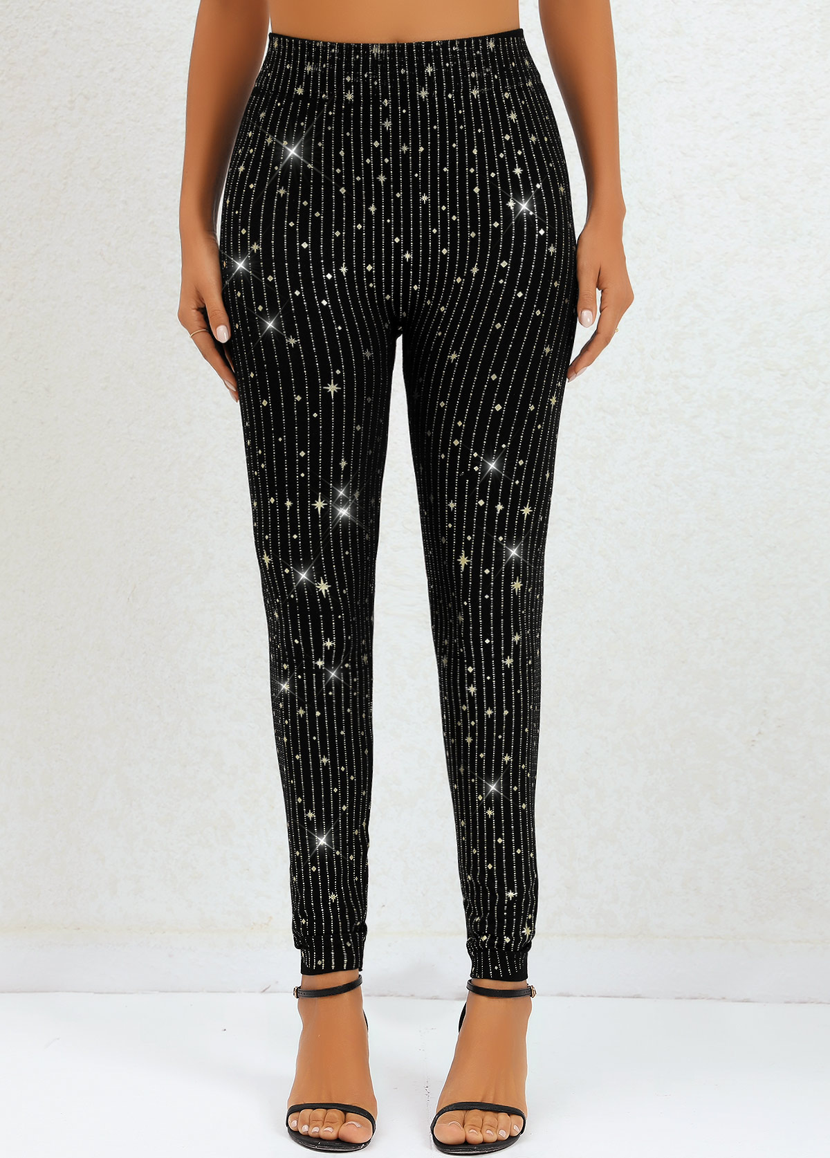 Black Galaxy High Waisted Ankle Length Leggings
