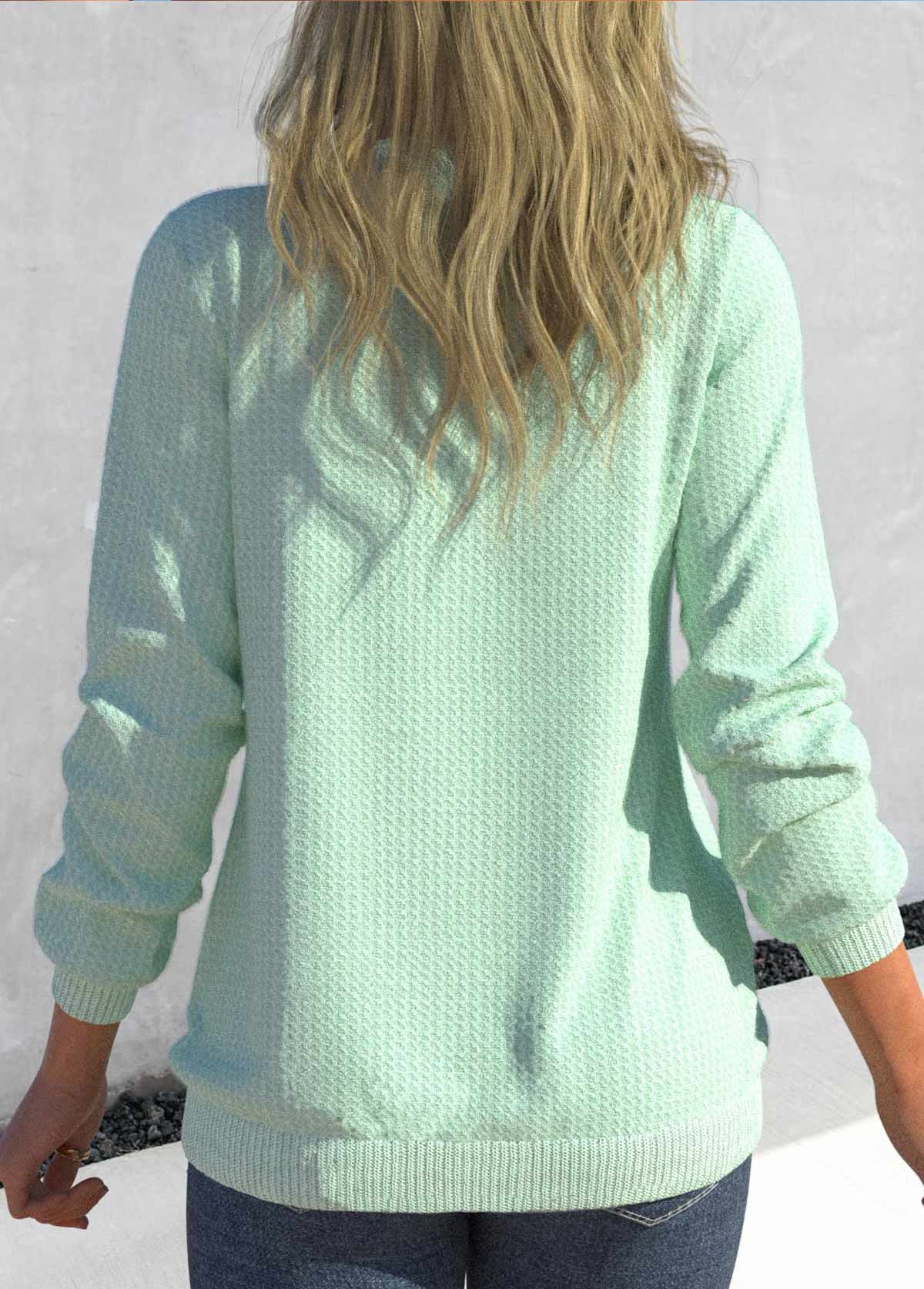 Mint Green Long Sleeve Split Sweatshirt