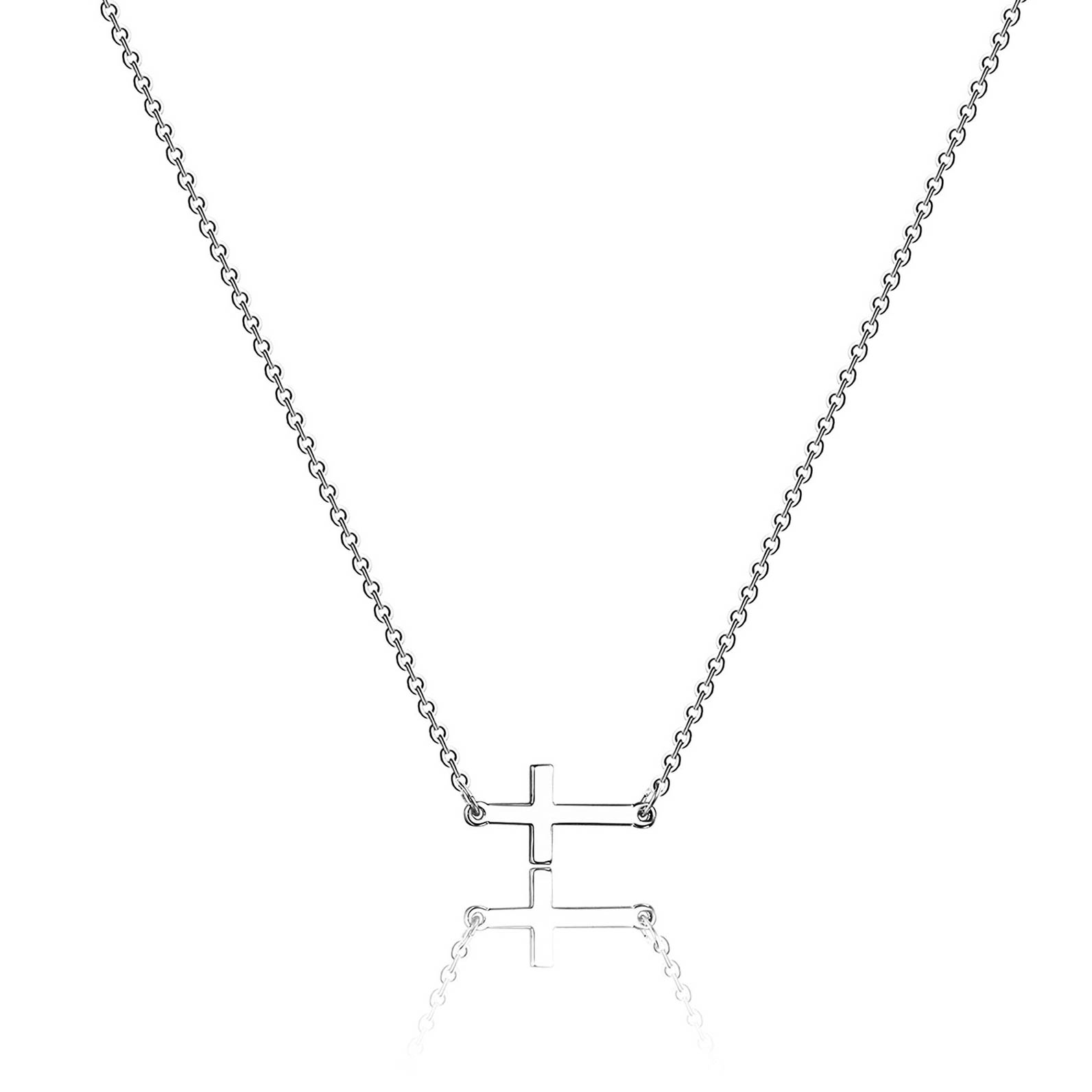 Cross Design Stainless Steel Silver Necklace