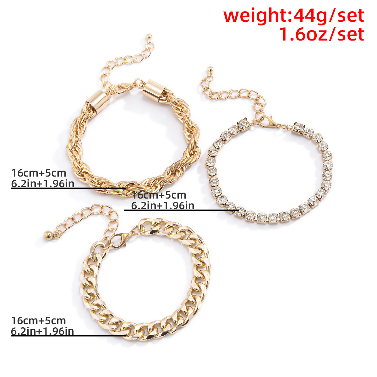 Layered Golden Chain Design Bracelet Set