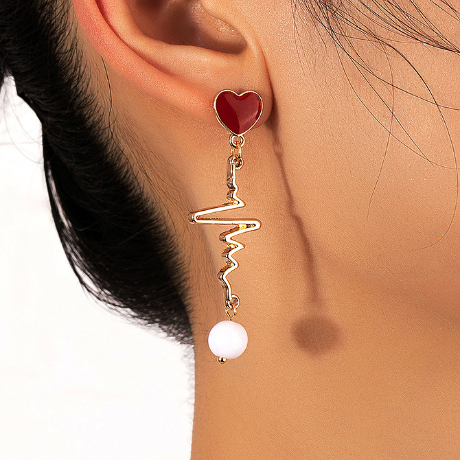Valentine's Day Golden Heart Design Earrings