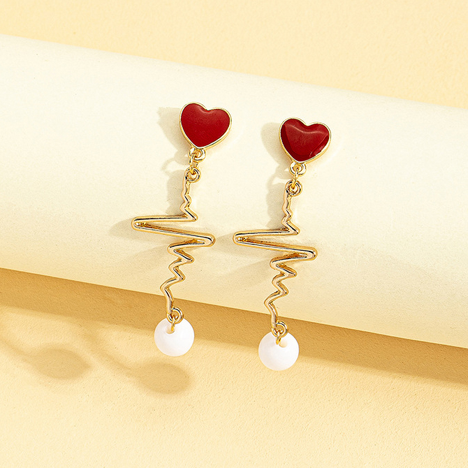Valentine's Day Golden Heart Design Earrings