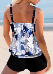 Blue Wide Strap Paisley Print Tankini Top-No Bottom
