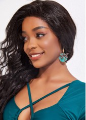 Turquoise Dragonfly Design Round Bronze Earrings