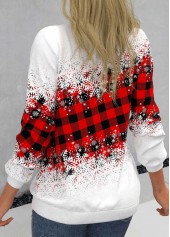 Plus Size Snowflake Print Red Round Neck Regular Sleeve Sweatshirt