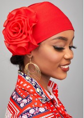 Stereo Flower Detail Red Turban Hat