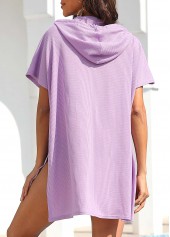 Hooded Collar Pocket Light Purple Cover Up