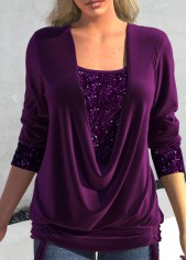 Plus Size Purple Long Sleeve T Shirt