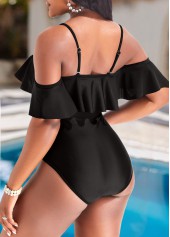 Flounce Lace Black One Piece Swimwear