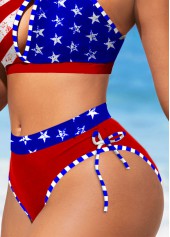 Flag Print Cut Out Red Bikini Set