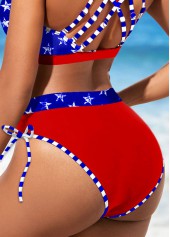 Flag Print Cut Out Red Bikini Set