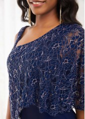 Lace Navy One Shoulder Sleeveless Jumpsuit