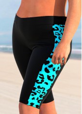Cyan Plus Size Leopard Zipper Tankini Set