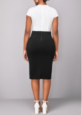 Twist V Neck Cap Sleeve Black Bodycon Dress