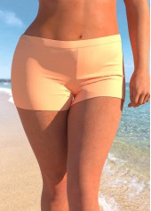 Mid Waisted Orange Plus Size Swim Shorts