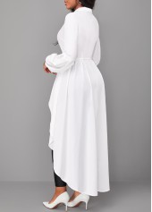Long Sleeve Asymmetry White Shirt Collar Blouse