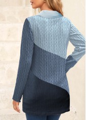 Plus Size Blue Long Sleeve V Neck Sweatshirt