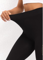 Black Skinny Hot Drilling High Waisted Leggings