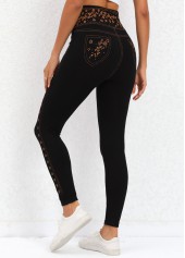 Ditsy Floral Print Black Elastic Waist Leggings
