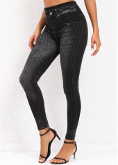 Black Skinny Ankle Length High Waisted Leggings
