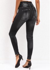 Black Skinny Ankle Length High Waisted Leggings